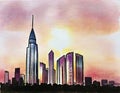 Watercolor of KLCC Sunset home house design