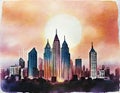 Watercolor of KLCC Sunset home house design