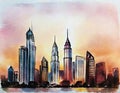 Watercolor of KLCC Sunset home house design