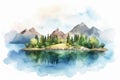 Watercolor lakes illustration