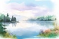 Watercolor lakes illustration