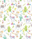 Watercolor lama pattern