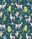 Watercolor lama pattern