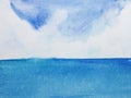 watercolor landscape horizon sea. Royalty Free Stock Photo