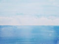 Watercolor landscape horizon sea. Royalty Free Stock Photo