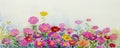 Watercolor landscape paintings colorful of field of pink daisies garden Royalty Free Stock Photo