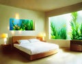 Watercolor of large and beautiful home luxurious bedroom