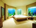Watercolor of large and beautiful home luxurious bedroom