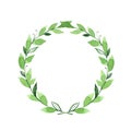 Watercolor laurel wreath. Round frame 1