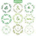 Watercolor laurels wreath set.Vintage floral frame Royalty Free Stock Photo