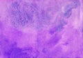 Watercolor lavender background texture. Calm purple aquarelle backdrop. Stains on paper