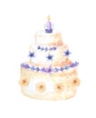 Watercolor lavender wedding cake
