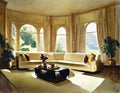 Watercolor of A lavish living room in a luxurious Royalty Free Stock Photo