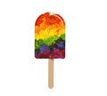 Watercolor LBGT fruit popsicle isolated on white background.