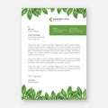 Watercolor leaf letterhead design template Royalty Free Stock Photo