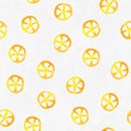 Watercolor lemons paper textured seamless pattern background with clipping mask