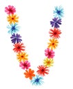Watercolor letter V of a wildflowers. best monogram for design