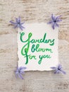 Watercolor lettering and blue hyacinth flowers used as buttons