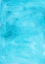 Watercolor light blue lagoon color background painting. Watercolour bright sky blue stains on paper. Artistic backdrop Royalty Free Stock Photo