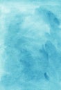 Watercolor light blue lagoon color background painting. Watercolour cyan blue stains on paper. Artistic backdrop Royalty Free Stock Photo