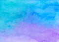 Watercolor light blue and purple ombre background painting texture. Royalty Free Stock Photo