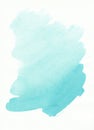 Watercolor light blue spot on white background with space for text. Stains on paper Royalty Free Stock Photo