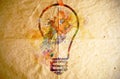 Watercolor light bulb, old paper background Royalty Free Stock Photo