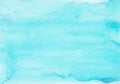 Watercolor light cyan blue background painting. Watercolour bright sky blue stains on paper. Royalty Free Stock Photo