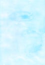 Watercolor light cyan blue and white background painting. Watercolour bright sky blue stains on paper. Artistic backdrop Royalty Free Stock Photo