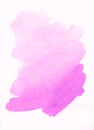 Watercolor light fuchsia background stains on paper. Pastel pink texture overlay. Brush strokes Royalty Free Stock Photo