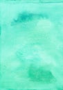 Watercolor light green background texture. Aquarelle soft mint green color backdrop. Stains on paper Royalty Free Stock Photo