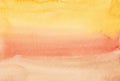Watercolor light yellow, orange and peach gradient background. Multicolored watercolour bright soft backdrop Royalty Free Stock Photo