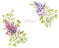 Watercolor lilac floral frame