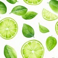 Watercolor Lime Seamless Pattern Vibrant Banner Wallpaper