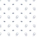 Watercolor line seamless skull pattern. Halloween design. Royalty Free Stock Photo