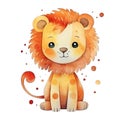 Watercolor lion cub illustration isolated on white background Royalty Free Stock Photo