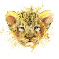 Watercolor Lion cub illustration Royalty Free Stock Photo