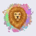 Watercolor Lion head isolated on a white background Royalty Free Stock Photo