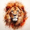 watercolor lion painting Lion King watercolor predator animals wildlife painting Royalty Free Stock Photo