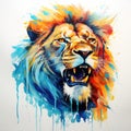 watercolor lion painting Lion King watercolor predator animals wildlife painting Royalty Free Stock Photo