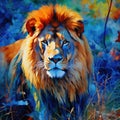 watercolor lion painting Lion King watercolor predator animals wildlife painting Royalty Free Stock Photo