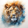 watercolor lion painting Lion King watercolor predator animals wildlife painting Royalty Free Stock Photo