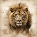 watercolor lion painting Lion King watercolor predator animals wildlife painting Royalty Free Stock Photo