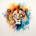 watercolor lion painting Lion King watercolor predator animals wildlife painting Royalty Free Stock Photo