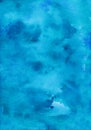 Watercolor liquid calm blue background painting texture. Stains on paper