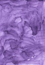 Watercolor liquid lavender background texture. Calm purple aquarelle backdrop. Stains on paper