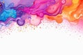 Watercolor liquid splatter banner on white background. Generative Ai