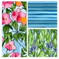 Watercolor lovely variety unique spring season doodle elements Royalty Free Stock Photo