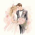 Watercolor loving couple of your wedding