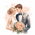 Watercolor loving couple of your wedding